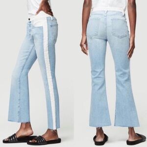 Frame Le Color-Block Cropped Mini Boot Jeans in Olin